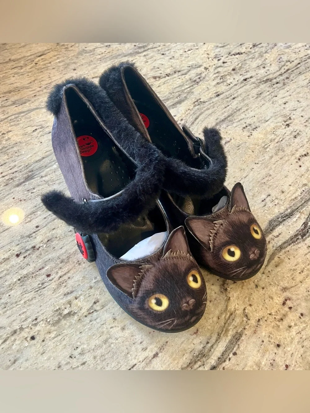 NWT Dark Chocolate design Hot Chocolate Design cat noir heels